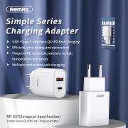 Снимка  на Бързодействащо Зарядно SIMPLE Series, USB QC 3.0 + TYPE-C PD, 36W, REMAX RP-U37s