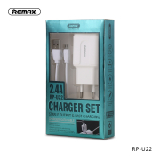 Снимка  на Домашно Зарядно COMBO Series, Комплект с TYPE-C 1м. Кабел, USB 3.0 2.4A, REMAX RP-U22c