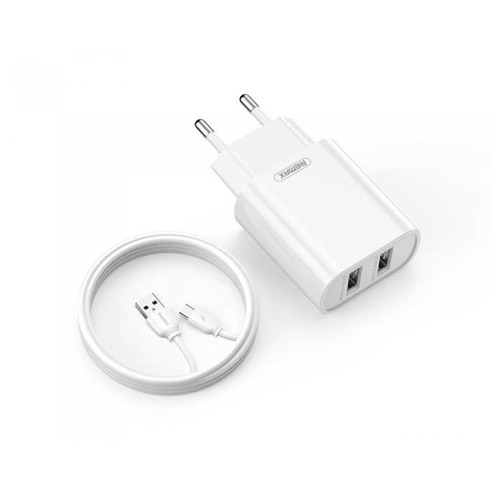 Снимка на Домашно Зарядно JANE Series, 2x USB 3.0 2.1A, 21W, Комплект с TYPE-C Кабел 1м. REMAX RP-U35c
