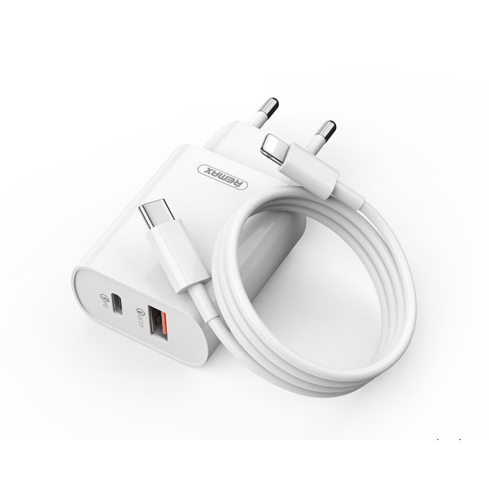 Снимка на Домашно Зарядно JANE Series, USB QC 3.0 + TYPE-C PD, 36W, Комплект с Apple LIGHTNING PD 18W Кабел REMAX RP-U37