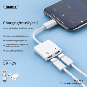 Снимка  на Преходник CONSICE Series - Lightning to Audio Lightning + Charging Lightning, 2.0А REMAX RL-LA07i