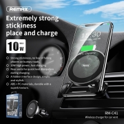 Снимка  на Стойка за Кола + QI Безжично Зарядно, 10W, iPhone, Samsung, Huawei, REMAX RM-C41